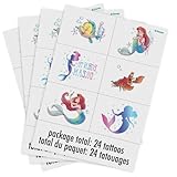 Unique Multicolor Disney The Little Mermaid Tattoos (24 Count) - Transform Your Skin with Magical, Long-lasting Designs, Perfect Party Favors for Mermaid Lovers