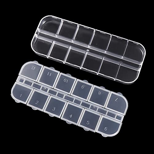 Image of Pokinge 12 Grid Clear Plastic Jewelry Box Organizer 5Pcs Clear Bead Storage Box for Jewelry, Nails, Art DIY, Craft Storage, Glitters Collection