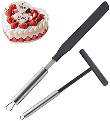 MOMOTOU Stainless Steel Crepe Spreader and Spatula Kit Pancake Scraper Batter Spreader Nonstick Tools for Home Bakery Cake Pancake