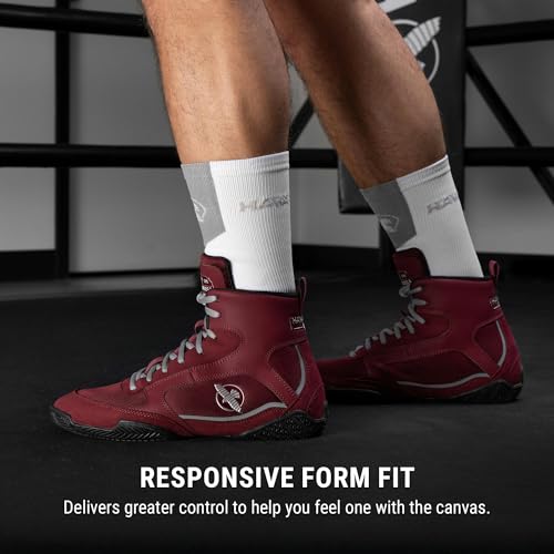 Image of Hayabusa Pro Boxing Lightweight Shoes - Garnet /Grey, 5.5 | Boxing Shoes for Men and Women, Wrestling Shoes, Boxing Boots, Cross Training Shoes, Boxing Shoes Women,Boxing Training Shoes