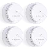 Smoke Detector 4 Pack,Smoke Alarm Fire Detector with Photoelectric Technology with LED Indicator and Test Button,Home Smoke Detectors for Living Room,Bedroom,Kitchen