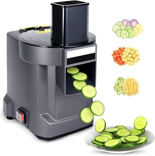 3-en-1 Commercial Machine à Couper Légumes Électrique, Machine de Cuisine Inoxydable 100W, Ciseleur en Dés pour Coupé en dés+Tranché+Haché, Coupe...