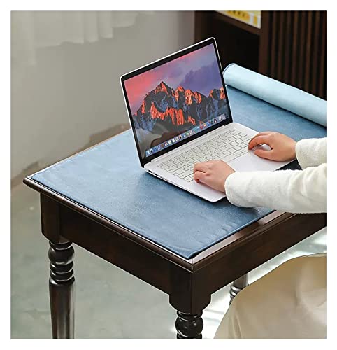 Chemin de table en cuir bleu imperméable 100x50 cm plusieurs tailles salon