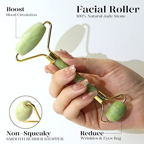 BAIMEI-Jade-Roller-Gua-Sha-Face-Roller-Facial-Beauty-Roller-Skin-Care-Tools-Massager-for-Face-Eyes-Neck-Body-Muscle-Relaxing-and-Relieve-Fine-Lines-and-Wrinkles-Green BAIMEI-Jade-Roller-Gua-Sha-Face-Roller-Facial-Beauty-Roller-Skin-Care-Tools-Massager-for-Face-Eyes-Neck-Body-Muscle-Relaxing-and-Relieve-Fine-Lines-and-Wrinkles-Green