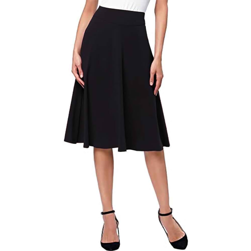 ELIGNTLOFT Women's 2026 High Waist A-Line Midi Skirt – Stretchy Solid for Casual Daily