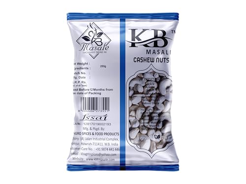Image of KB MASALE Dry Fruits 100% Natural Premium Whole Kaju Cashew Nuts | Kaju Premium Raw Cashew Nut Fresh And Crispy Snack (250 GM)