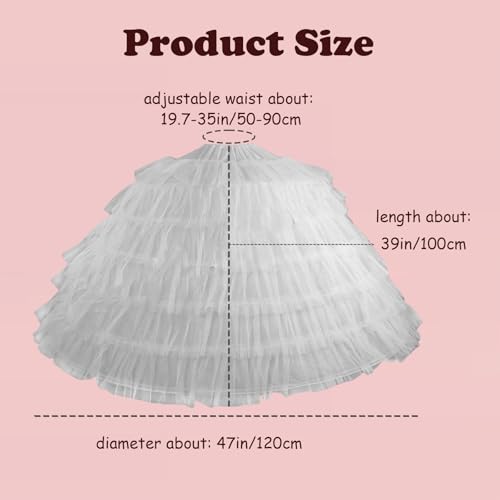 6 Hoops Puffy Crinoline Petticoat for Women, 6 Tulle Skirt Slips Long Underskirt for Wedding Dress Bridal Gown2