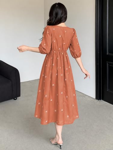 Image of SMOWKLY Cotton Blend Women's Casual Dress Mid-Length Maxi Dress for Woman ||Stylish Frocks for Women ||One Piece Dress for Women || Long Midi Dress for Woman || Party & Beach Wear