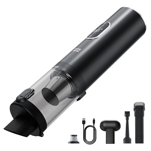 Minthouz Handstaubsauger Akku16000Pa Autostaubsauger mit LED-Licht, 2 Waschbare Filter, Kabelloser Mini Staubsauger für Haus, Büro, Auto, Tierhaarreinigung