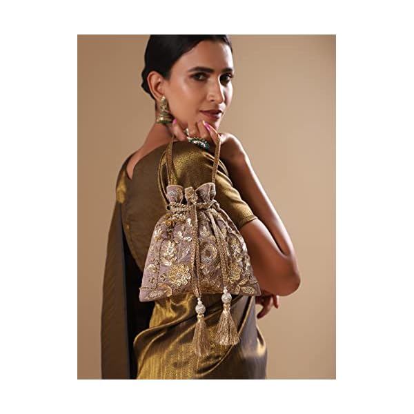 MASQ by Q-One Embroidered Silk Potli Bags - Handcrafted for Weddings, Festive Season & Special Occasions with Beads and Sequins - Made in India - Image 8