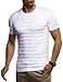Leif Nelson Herren Sommer T-Shirt Rundhals Ausschnitt Slim Fit aus Feinstrick Cooles Basic Männer T-Shirt Crew Neck Jungen Kurzarmshirt O-Neck Sweater Shirt Kurzarm Lang LN7300 Weiß X-Large