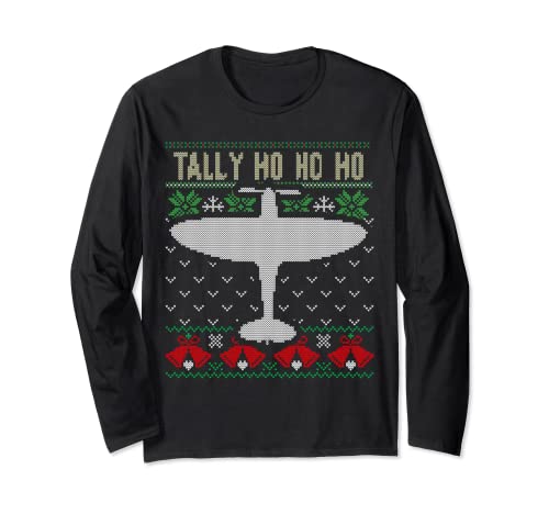 Spitfire Christmas Ugly Jumper Style Airplane Aircraft Plane Long Sleeve T-Shirt
