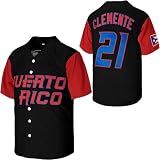 Youth #21 Roberto Clemente Puerto Rico World Game Classic Kids Baseball Jersey Black M Stitched