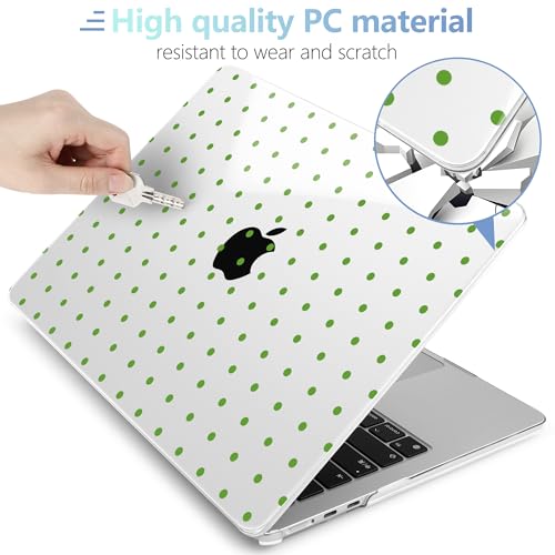 Image of MEEgoodo Case for M5 /M4 /M3 /M2 MacBook Air 13 inch 2026 2025 2024 2022, Fit Model A3449 /A3240 /A3113 /A2681, Case Compatible with MacBook Air 13.6-inch, Green Polka Dots