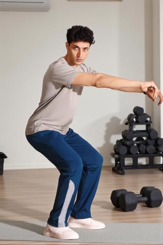 Image of Flapfit Men's Solid Pattern Spandex Track Pant with Ankle Length Drawstring Closure Type and Loose Fit Jogger Style