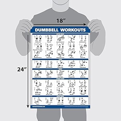 Palace Learning Dumbbell Workout Exercise Poster - Free Weight Body Building Guide | Home Gym Chart - LAMINATED, 18 x 24