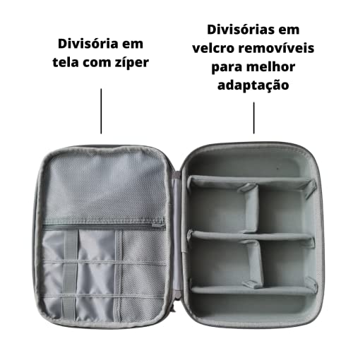 Estojo Bolsa Organizador Para Cabos e Acessórios Eletrônicos Modelo Rígido (Preto)