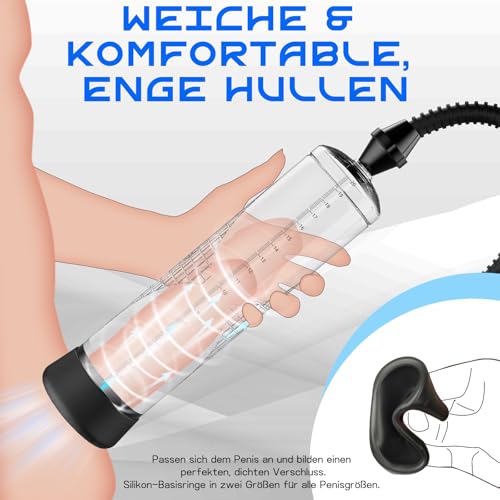 Penispumpe, männliches Sexspielzeug für Männer, manueller Penis – Pumpen und Vergrößerungsgeräte, Penisvergrößerung für größere Erektionen mit Masturbator-Cup und 2 Saughülsen und 6 Penisringen