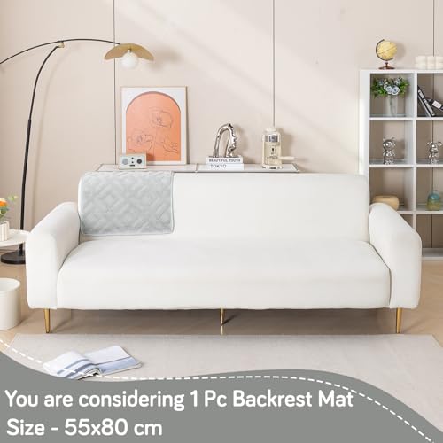 Image of HOKIPO 'Velvet Maze' Premium Sofa Backrest Cover Mat 55x80 cm with Anti-Slip Backing | 1 Pc - Light Grey (AR-6279-LGRY)