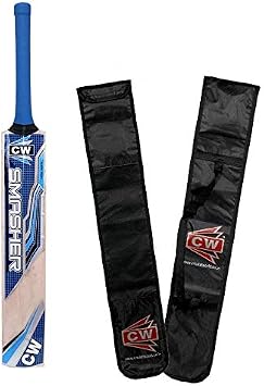 CW Smasher Blue Kashmir Willow Cricket Bat for Leather Cricket Ball Junior Adult Senior for 7-14 + Up Years Cork Ball Hard Ball Cricket Practice & Training Bat