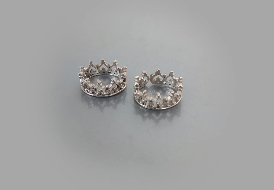0.31In (8mm) Fake Nipple Rings Crown Design Sterling Silver Adjustable | Non Piercing Nipple Jewelry | Handmade Crown Nipple Rings 8mm (0.31in) Inner Diameter | Silver Body Jewelry for Women Men