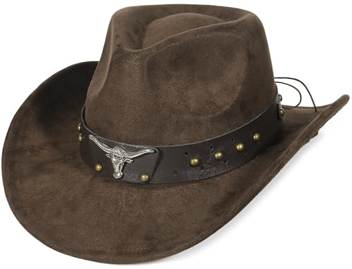 Chapeau de cowgirl en daim à bord enroulable idéal pour festivals country et sorties