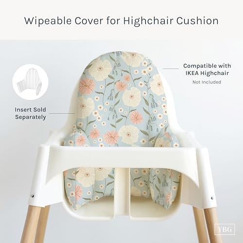Image of Yeah Baby Goods Wipeable Cushion Cover (Farm Garden) - Compatible with the IKEA Antilop Highchair - Soft, Waterproof Baby High Chair Seat Cover