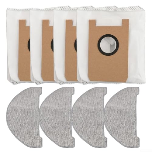 Juego de trapos de repuesto y bolsa de polvo para Ultenic para robot de barrido T10 Lite, 4 paquetes de paños de microfibra + 4 paquetes de bolsas de polvo