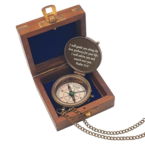 Engraved Compass - I Will Guide You - Psalm 32:8 Quote Handmade Working Compass with Scripture - Religious, Christian, Catholic, Christening, First Communion, Confirmation Gift by Royalmart - Image 8