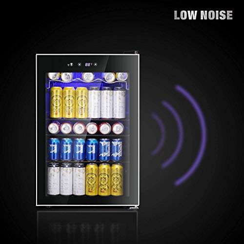 Antarctic Star Beverage Refrigerator Cooler-120 Can Mini Fridge Glass Door For Soda Beer Wine Stainless Steel Glass Door Small Drink Dispenser Machine Digital Display For Home, Office Bar,4.4Cu.ft #TOP6