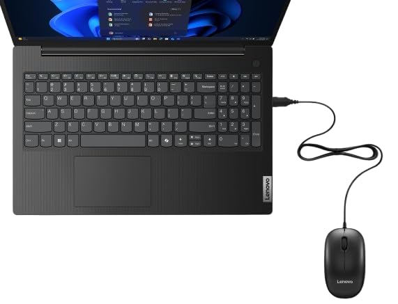 Image of Lenovo USB-A Wired Mouse, High Resolution 1600 DPI, 1.5 m USB-A Cable, Upto 3 Million Click Life, 2-Way Scroll Wheel (up /Down), Red Optical Sensor, 0.093Kg, 4Y51U02456, 1Y Warranty