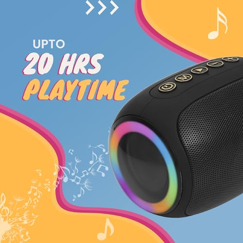 Image of Krisons Spark Glow Bluetooth Speaker 10W Multi-Media Bluetooth Party Speaker with RGB Lights, USB, SD Card and Handsfree Calling - Black