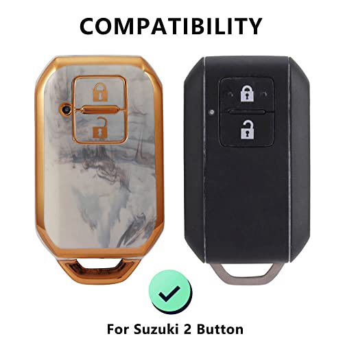 Image of Keycare TPU Key Cover Compatible for: Victoris, Glanza, Urban Cruiser Hyryder Smart Key (Marble Finish)
