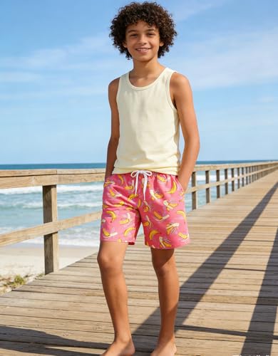 ZenGents Boys Swim Trunks Quick Dry Banana Board Shorts 6T 7T Kids Bathing Suits with Compression Liner Swimsuit Beach Swim Shorts — view 2