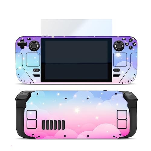 Juego de calcomanías para Steam Deck, cubierta adhesiva para Steam Deck Handheld Gaming PC, accesorios de cubierta protectora completa, 1 protector de pantalla de vidrio HD para Steam Deck incluido