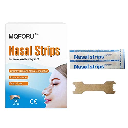 MQ 100ct Nasal Strips to Reduce Snoring, Drug-Free Nose Strips, Works to Open Nasal Passages, Relieve Nasal Congestion, Large(66mm*19mm)