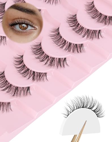 Onlyall Natural Eyelashes Wispy Lashes Clear Band False Eyelashes Natural Lashes H22
