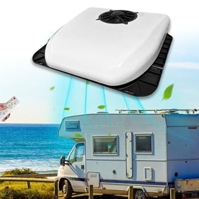 12V RV Air Conditioner 8500 BTU Cooling, Low Profile RV Rooftop AC Unit, 12 Volt DC Quiet Camper A/C Unit, Slim Fit Easy Install For Van, Truck, Trailer, Fifth Wheel, Golf Cart, Motorhome