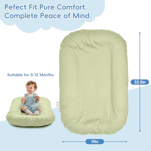 Image of Baby Lounger for Newborn 0-12 Months,100% Cotton Breathable Infant Lounger, Baby Shower Gift, Portable Lightweight Baby Nest for Home & Travel(Sage Green)