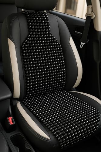 Q1 Beads LBlack Wooden Bead Seat Cushion Cooling Pad For All the Cars/Office Chair/Home Chair/Truck-Black color (Universal fit)