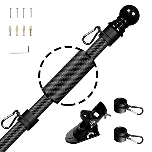 5FT Black Flag Pole with Holder-Carbon Fiber Heavy Duty American US Flagpole-Rustproof and Tangle Free Flag Pole for Outdoor-Wall Mounted Spinning Flagpole for Residential and Commercial