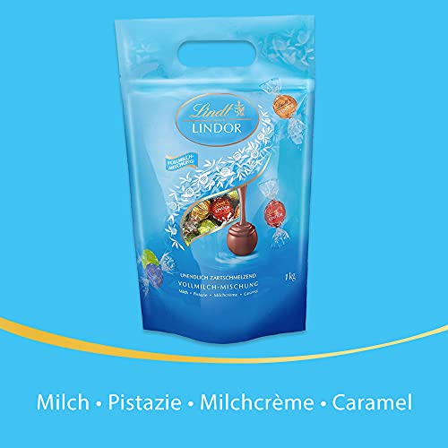 Lindt LINDOR Kugeln Vollmilch-Mischung | 1 KG Beutel | ca. 80 Kugeln 4 Sorten Milch-Schokolade | Ideales Pralinen-Geschenk, Schokoladengeschenk oder Großpackung für Adventskalender 2021 - Image 3