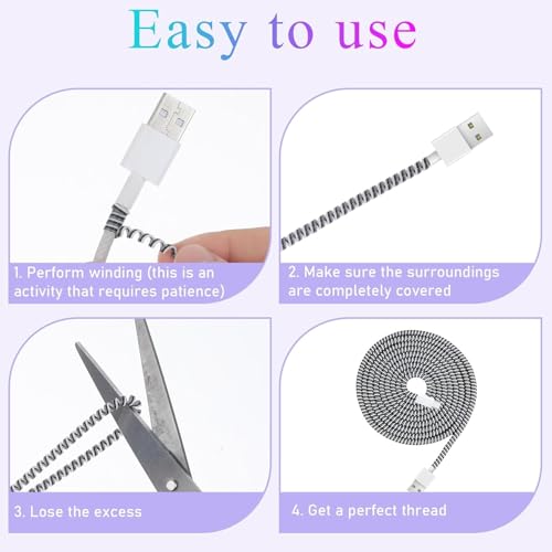 Image of Spiral Cable Protector,Data Cable Protective Sleeve,Chargers Cable Protector Headphone Saver, Charger Protective Cover for Phone USB Prevent pet bites The Cable Protector (Black-Pack Of -2)
