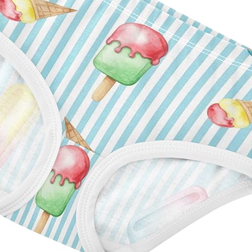 Toddler Girls Underwear 2t Cotton Panties for Girl Flower Briefs Undies Kids Colorful Ice Cream Blue Striped4