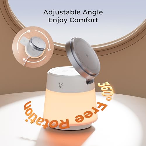 Wireless Charger 3 in 1, Magnetic Wireless Charger Stand with Night Light, 360° Rotation Portable Travel Charging Station Multiple Devices for iPhone 17/16/15/14/13/12, Apple Watch, AirPods Pro 3 - Image 5