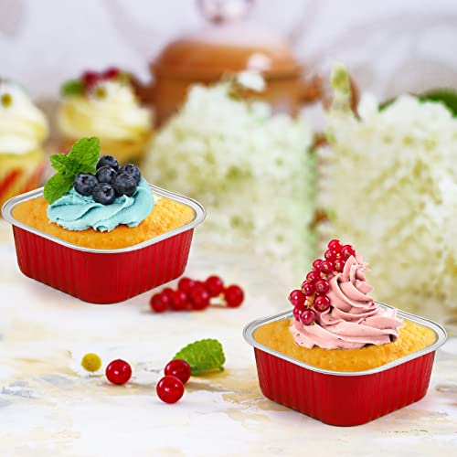 Zeayea 60 Pcs 10 Oz Aluminum Foil Baking Cups With Lids, Disposable Foil Ramekins Cupcake Containers, Cupcake Muffin Liners Cups For Wedding Christmas Birthday Party #TOP5