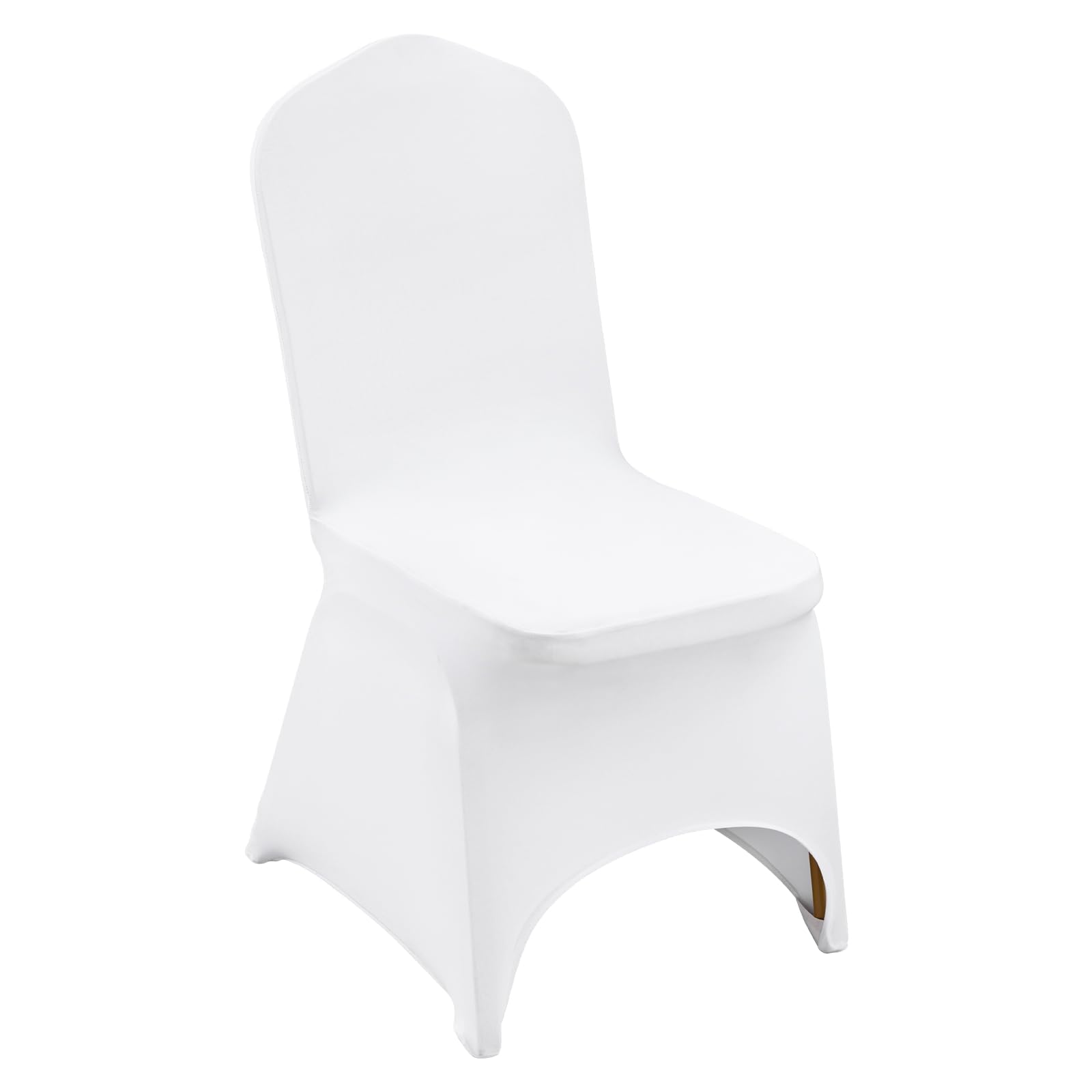 Photo 1 of 100 White Washable and Removable Universal Wedding Banquet Chair Covers with Polyester Spandex Elastic Sliding Arc Design Chair Covers