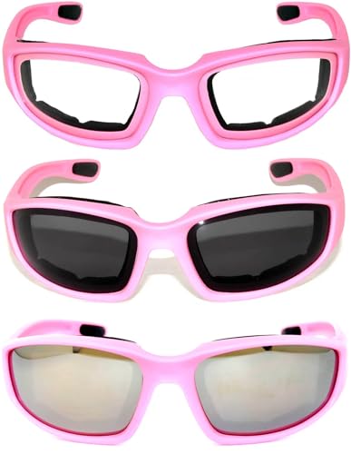 Image of OWL Motorcycle Riding Sport Sunglasses Assorted Color Multipacks, Unisex Foam Padded Wind Blocking Glasses UV400 Protection