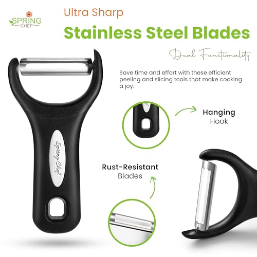 Spring Chef Stainless Steel Y Shaped Vegetable Peeler for Kitchen - Black - Image 3