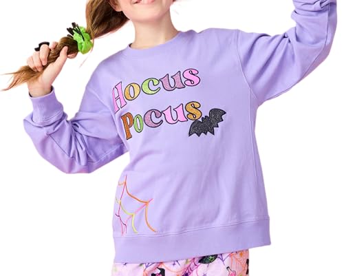 iscream Big Girls Sweatshirt, 100% Cotton French Terry, Purple Small 6-8